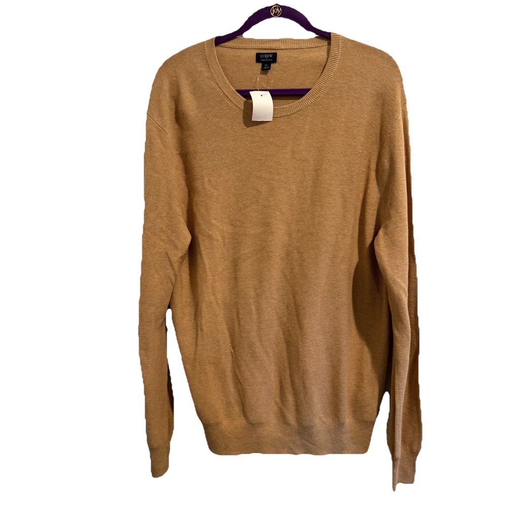J.Crew Crewneck Sweater Textured Cotton‎ Tan Beige Size X-Large Long Sleeves